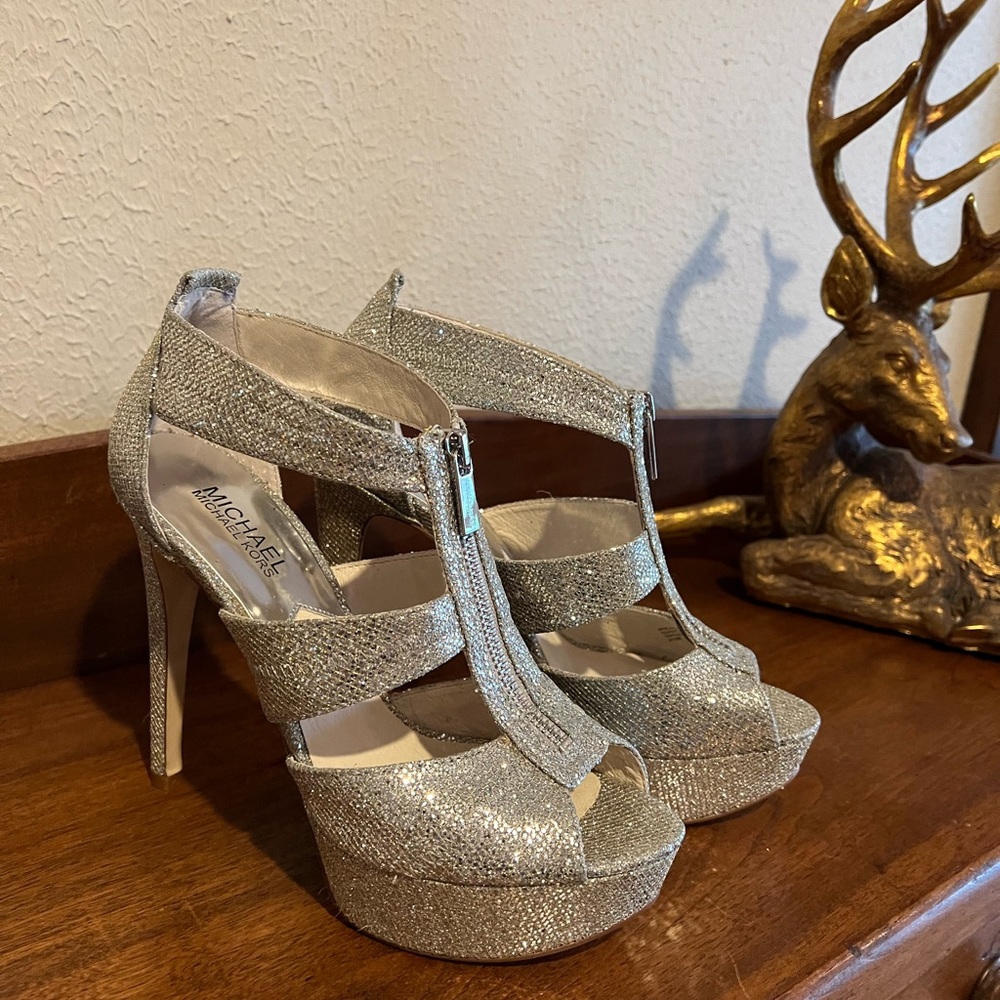 Michael Kors Berkeley Platform Silver Glitter Sho… - image 3